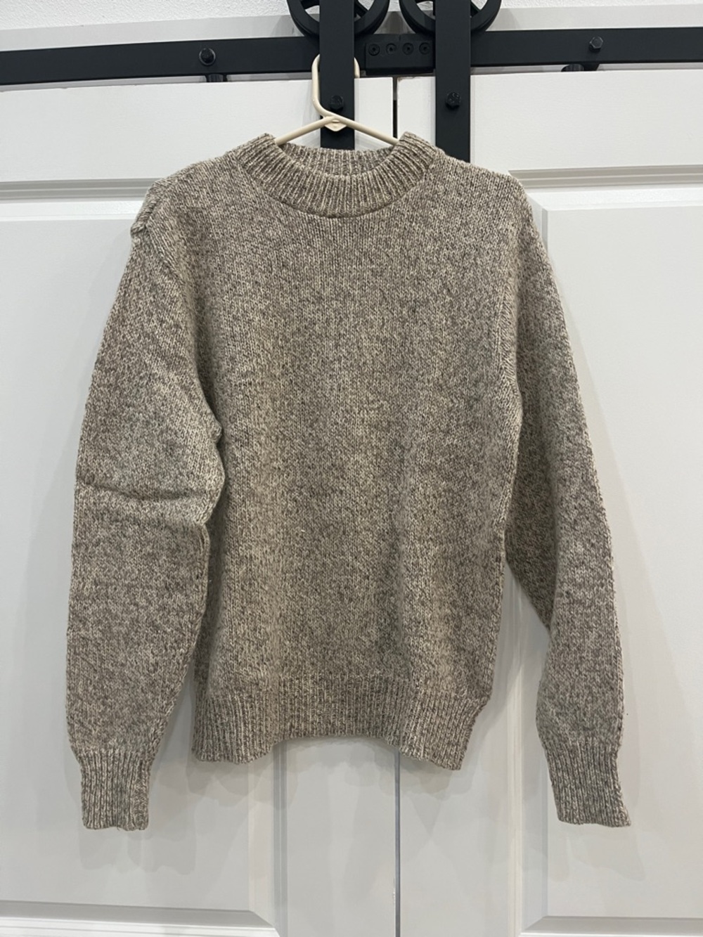 Wool Men's Crewneck Heathered Taupe Sweater